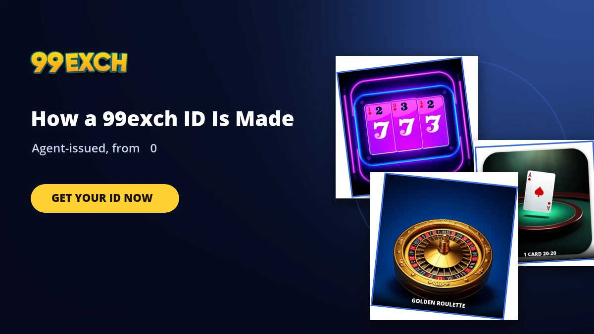 99exch ID provisioning guide banner with judgement and roulette game tiles