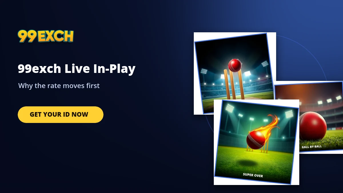 99exch live in-play mechanism banner with cricket and super over game tiles