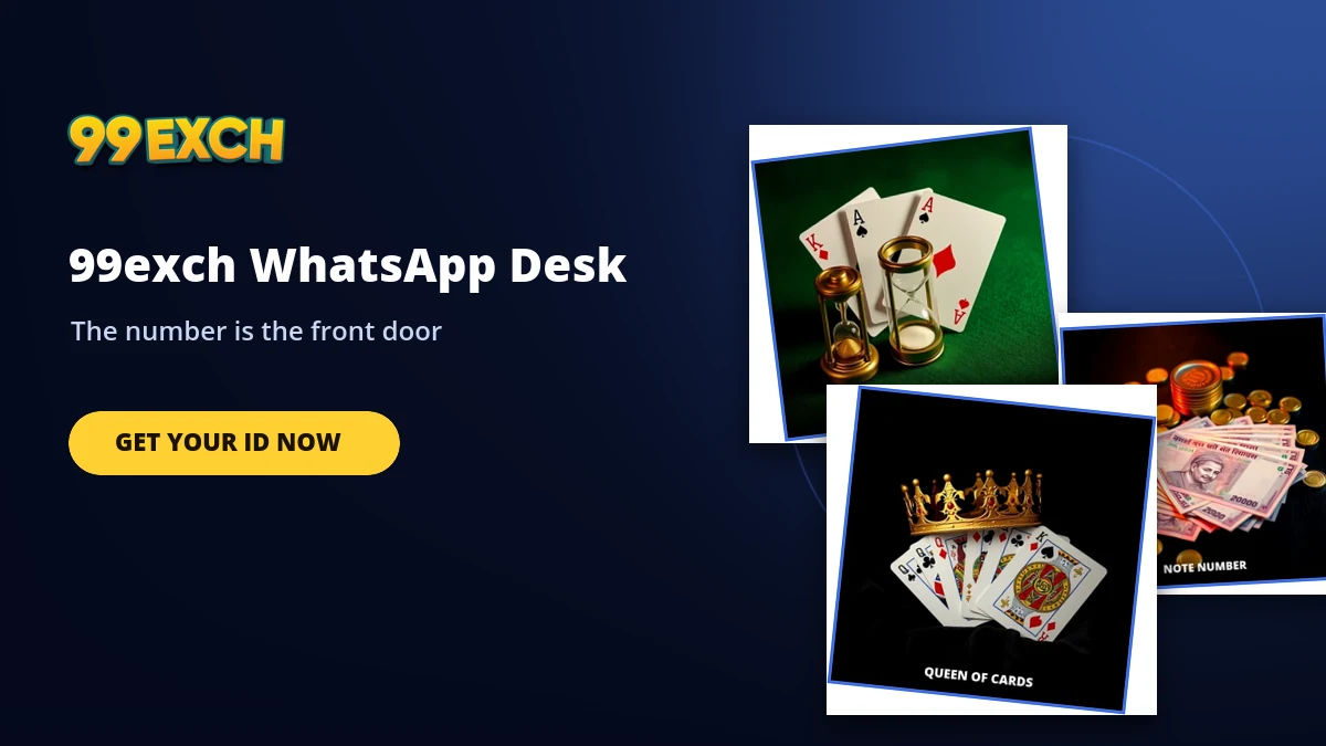 99exch WhatsApp front door banner with teen patti and note number game tiles