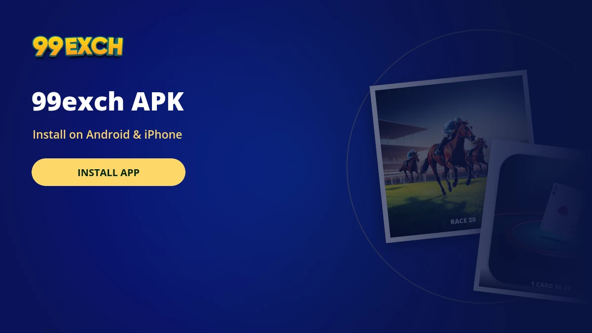 99exch apk install banner with baccarat and poker game tiles
