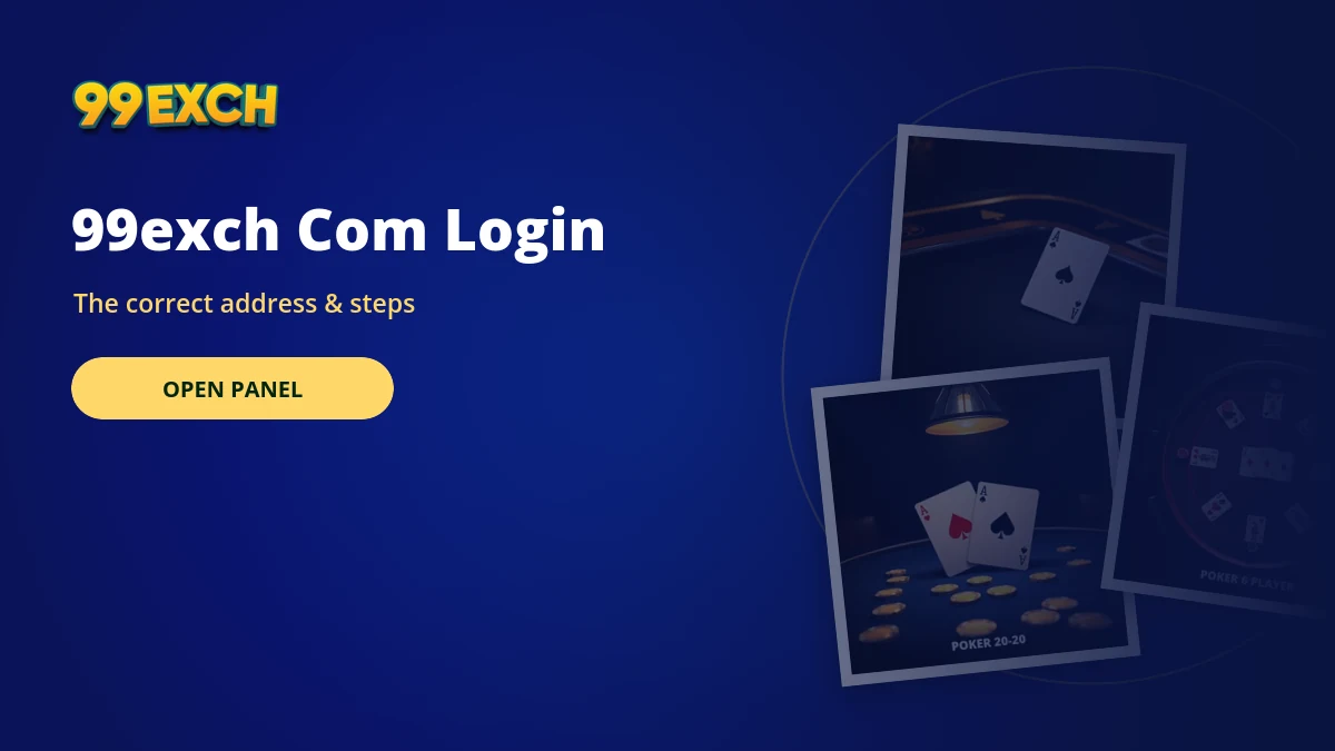 99exch com login address banner with poker and race game tiles