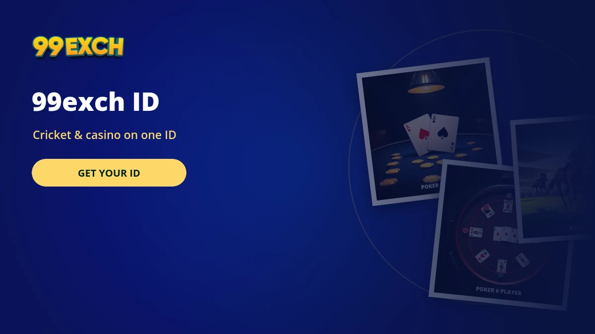 99exch id banner with poker 6 player and 1 card game tiles