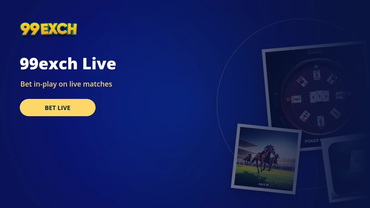 99exch live in-play betting banner with race 20 and card game tiles