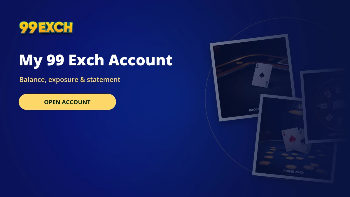 my 99exch account area banner with casino meter and card game tiles