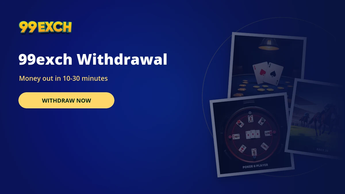 99exch withdrawal payout banner with race and casino game tiles